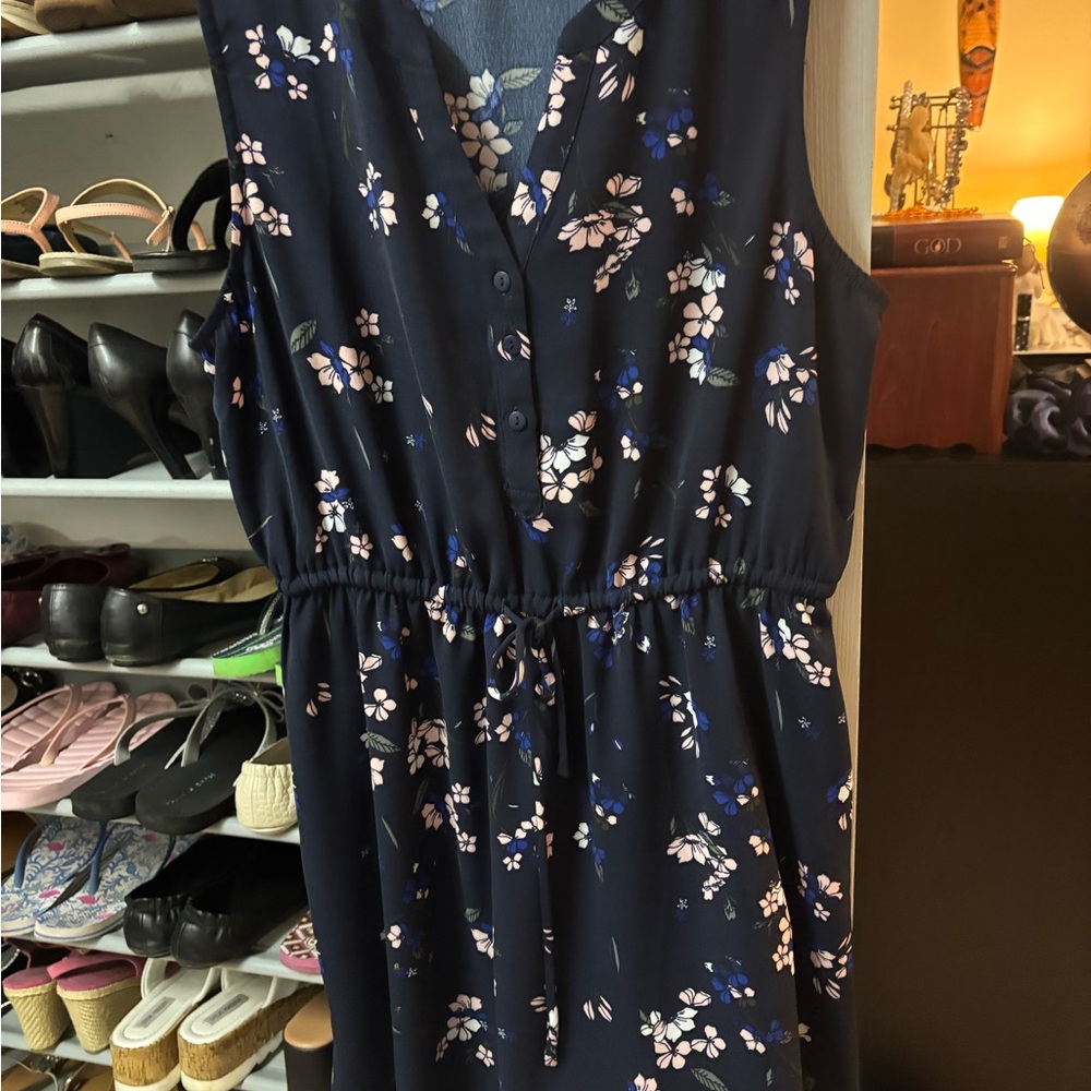 41 Hawthorn Blue Sleeveless V-Neck Midi Dress
